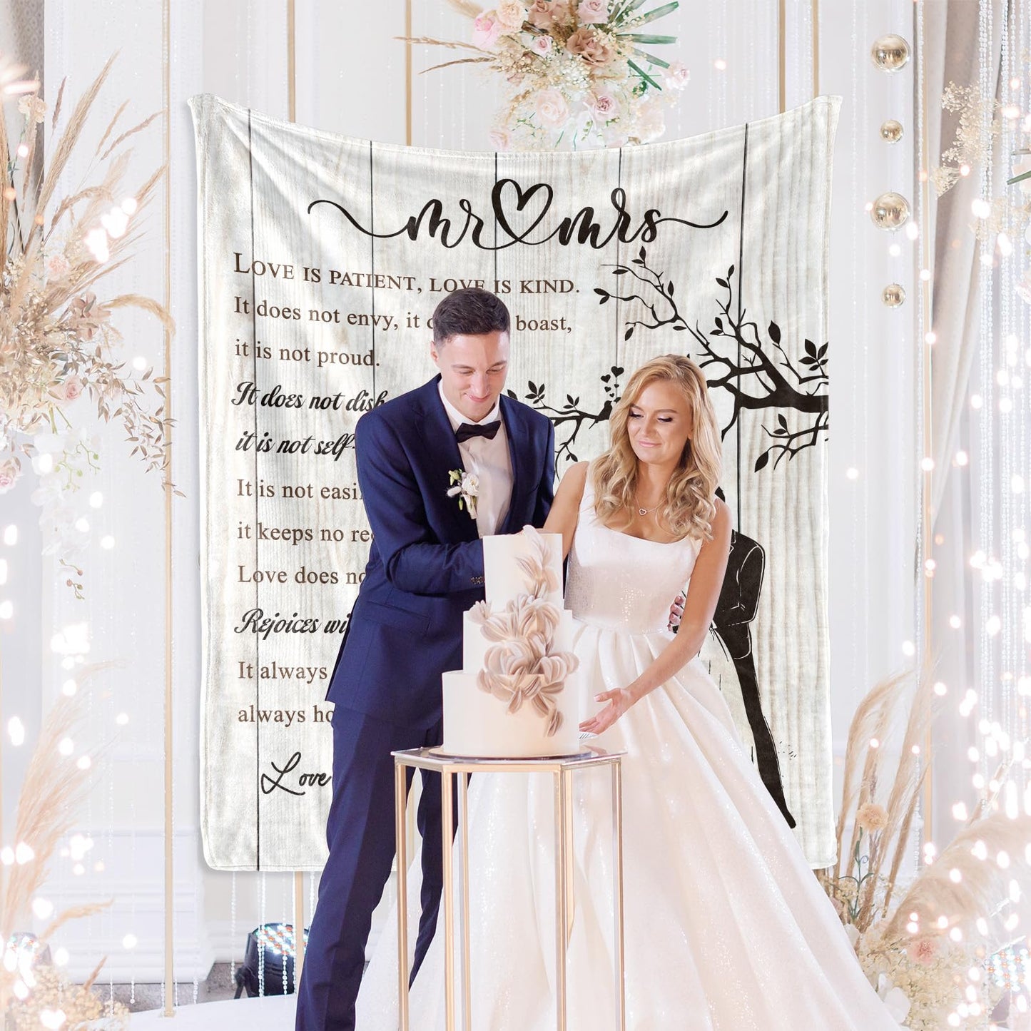 VHIKMLY Wedding Gifts for Couples 2025, Wedding Gifts for Newlyweds, Bridal Shower Gifts for Bride to Be, Wedding Blanket, Mr and Mrs Gift 60"x50" Happy Anniversary Marriage Throw Blanket