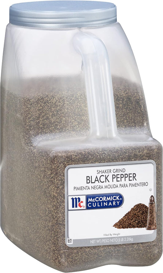 McCormick Culinary Shaker Grind Black Pepper, 5 lb - One 5 Pound Container of Bulk Black Pepper for Restaurant Use, Great on Salads, Meats, Vegetables and More
