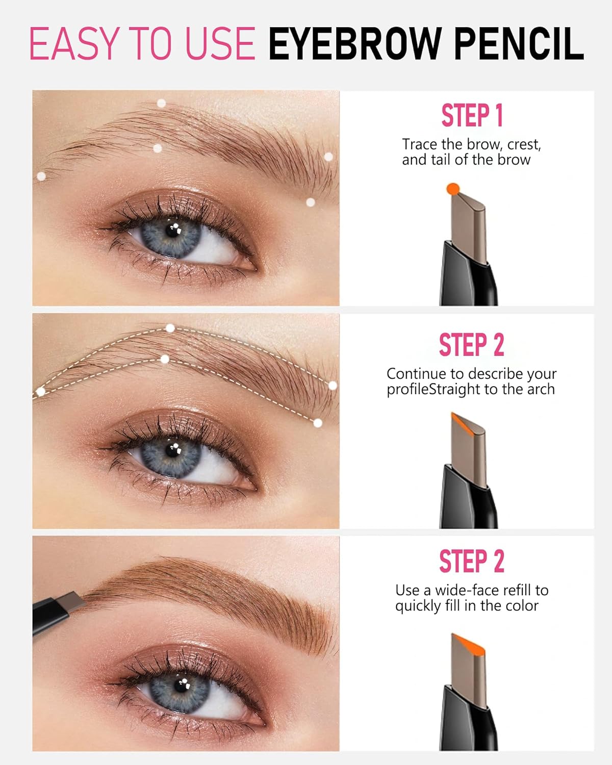 Blonde Eyebrow Pencil for Women Blonde, Brow Pencil Blonde, Blond Eyebrow Pen, Eye Brow Pencils for Women, Natural Eyebrow Pen