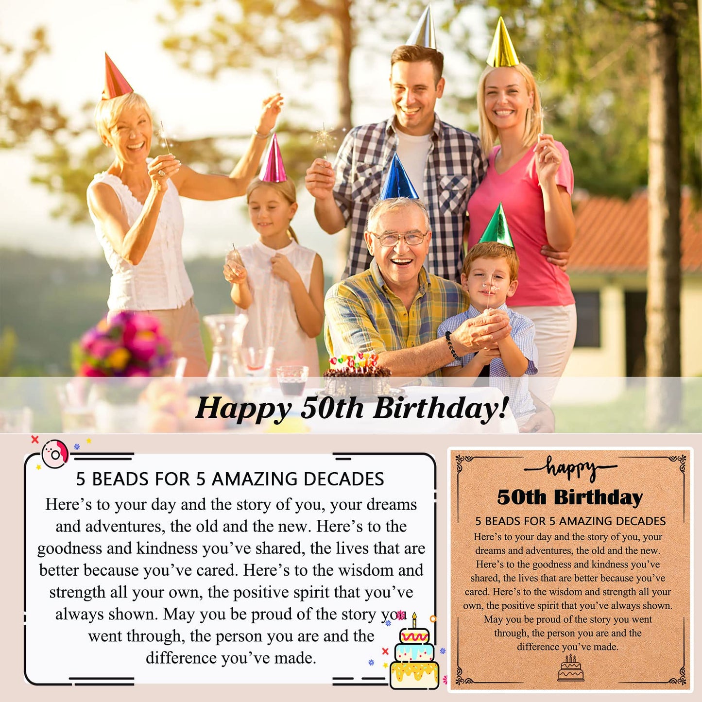 UPROMI 50th Birthday Gifts Decorations for Him Men, Happy 1975 Birthday Gifts for 50 Year Old Man Male Bracelet Ideas