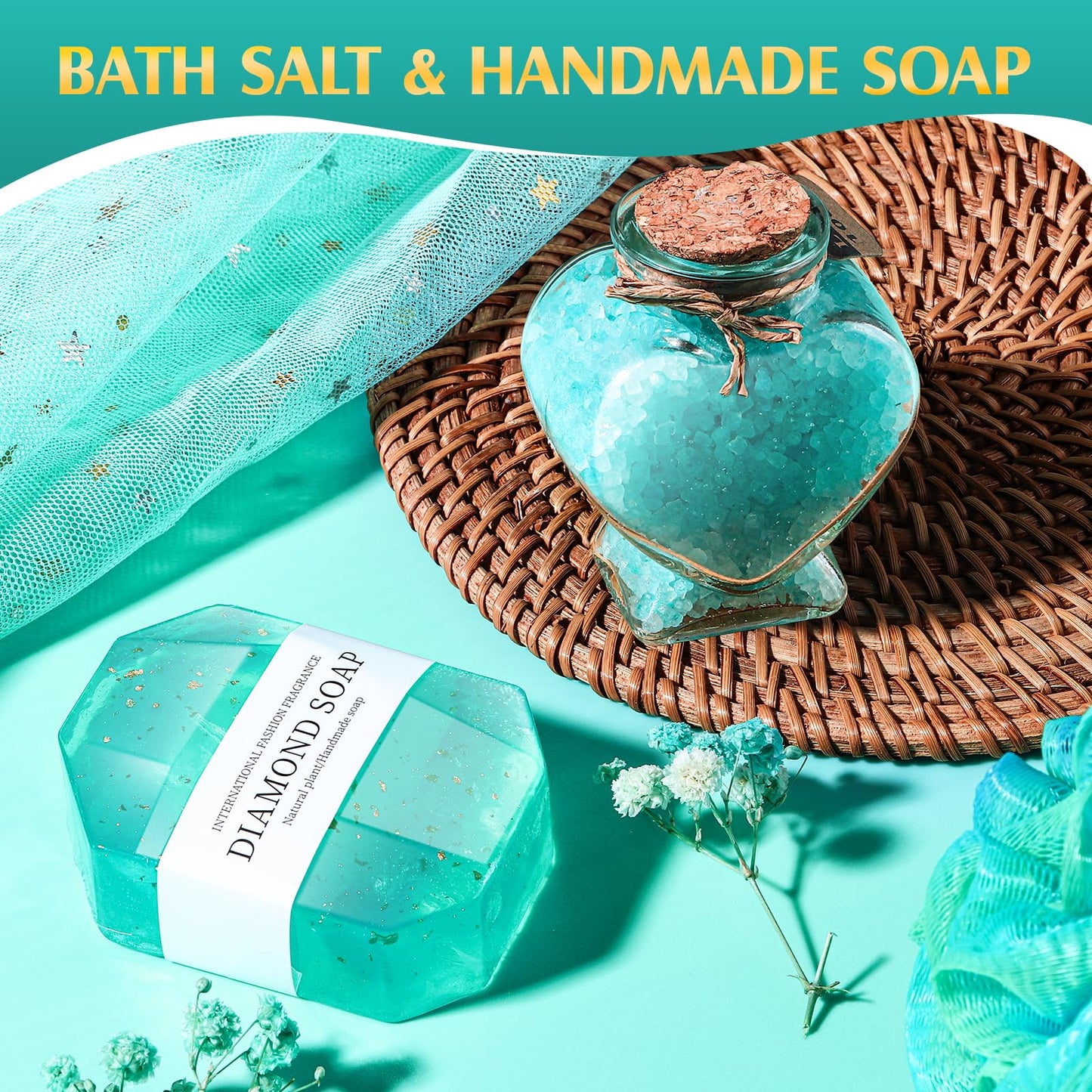 Birthday Gifts for Women, Thinking of You Gift Care Package with Luxury Flannel Blanket for Women Mom Her Wife Friends Sister, Blue Self Care Spa Relaxing Baskets for Christmas Valentines Mothers Day