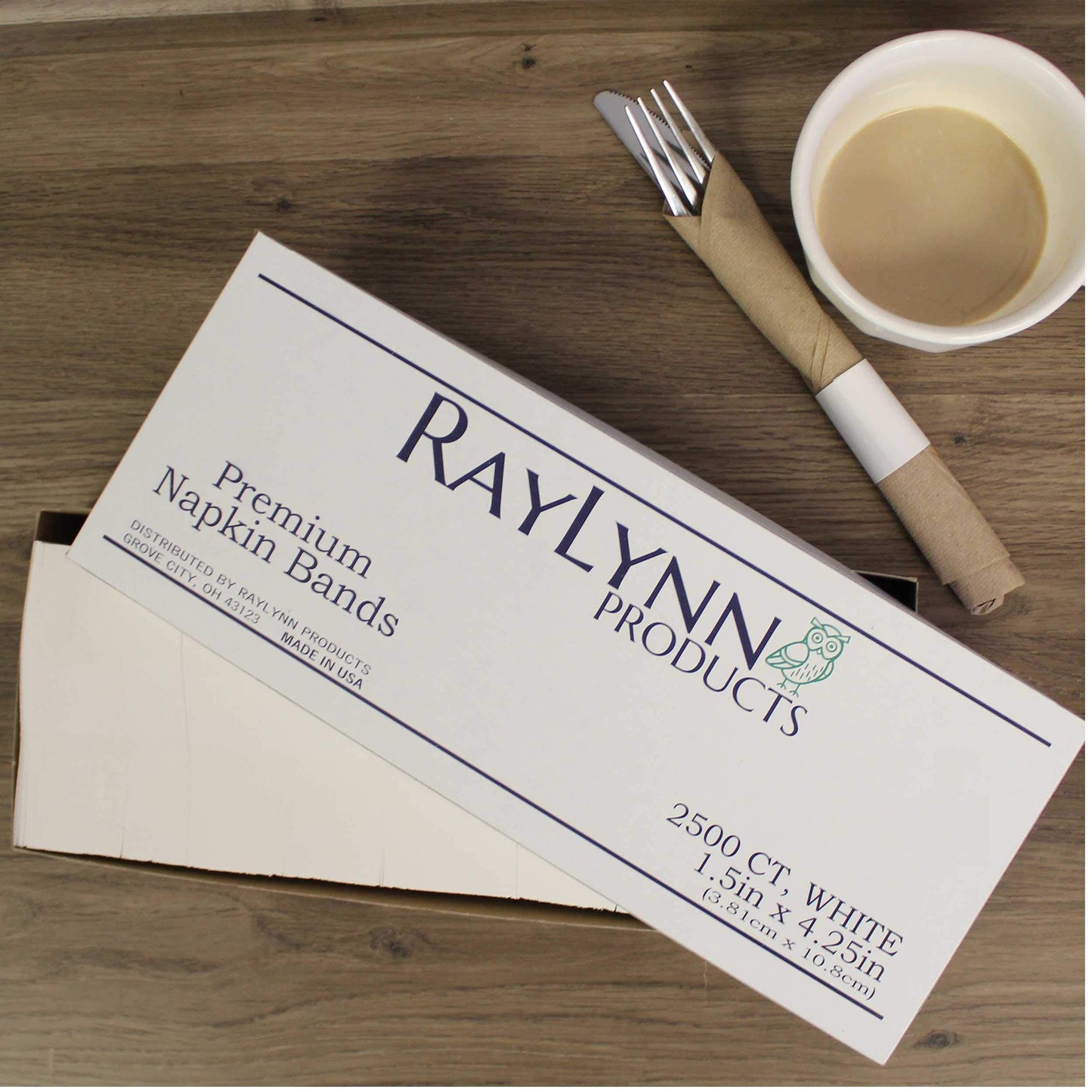 RayLynn Products, Pack of 10,000 White Premium Napkin Bands, Self-Adhesive 1.5" x 4.25"â¦