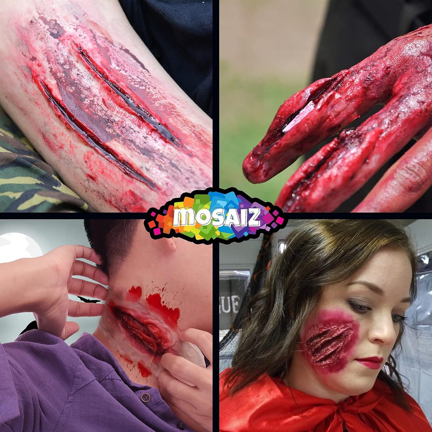 SFX Makeup Kit, Special Effects Makeup Kit with Fake Blood and Scar Wax, Makeup Sponges and Skin Spatula, Zombie Makeup Kit