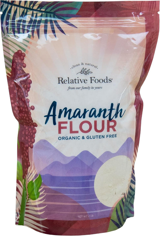 Relative Foods Organic Amaranth Flour – Gluten-Free, High Protein Organic Millet Flour – Amaranth Powder Ideal for Baking, Thickening, Flatbreads & More – 2lb Bag