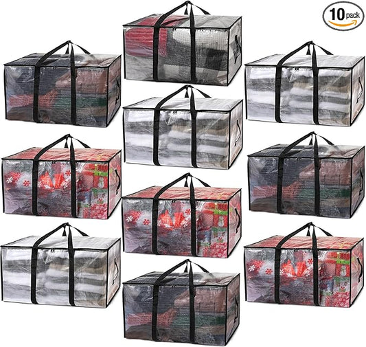 ClearSpace Oversized Moving Bags or Storage Bag â Large Moving Boxes with Backpack Straps, Zippers & Handles â Heavy-Duty Packing Bags for Moving, College Dorm, Christmas Decorations, 10 Pack