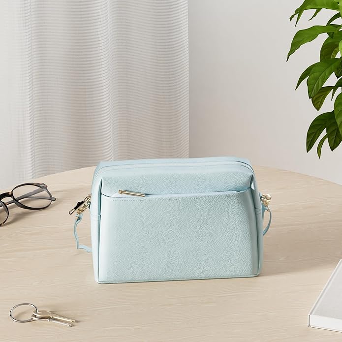 FashionPuzzle Triple Zip Small Crossbody Bag