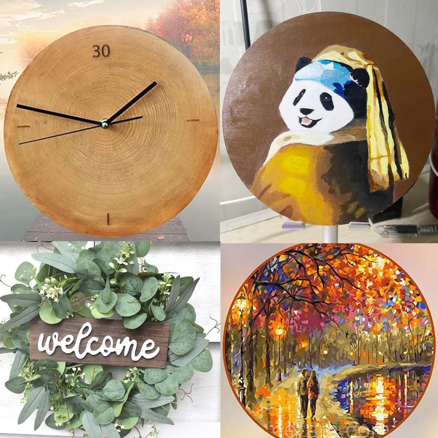 10PCS 14Inch Cutouts Blank Round Wood Slice Wood Circles for Crafts, Unfinished Wooden Slices Blank Round Wooden Circles, Wood Circles for Painting, DIY Door Hanger, Home, Party, Decor 0.1 Inch Thick