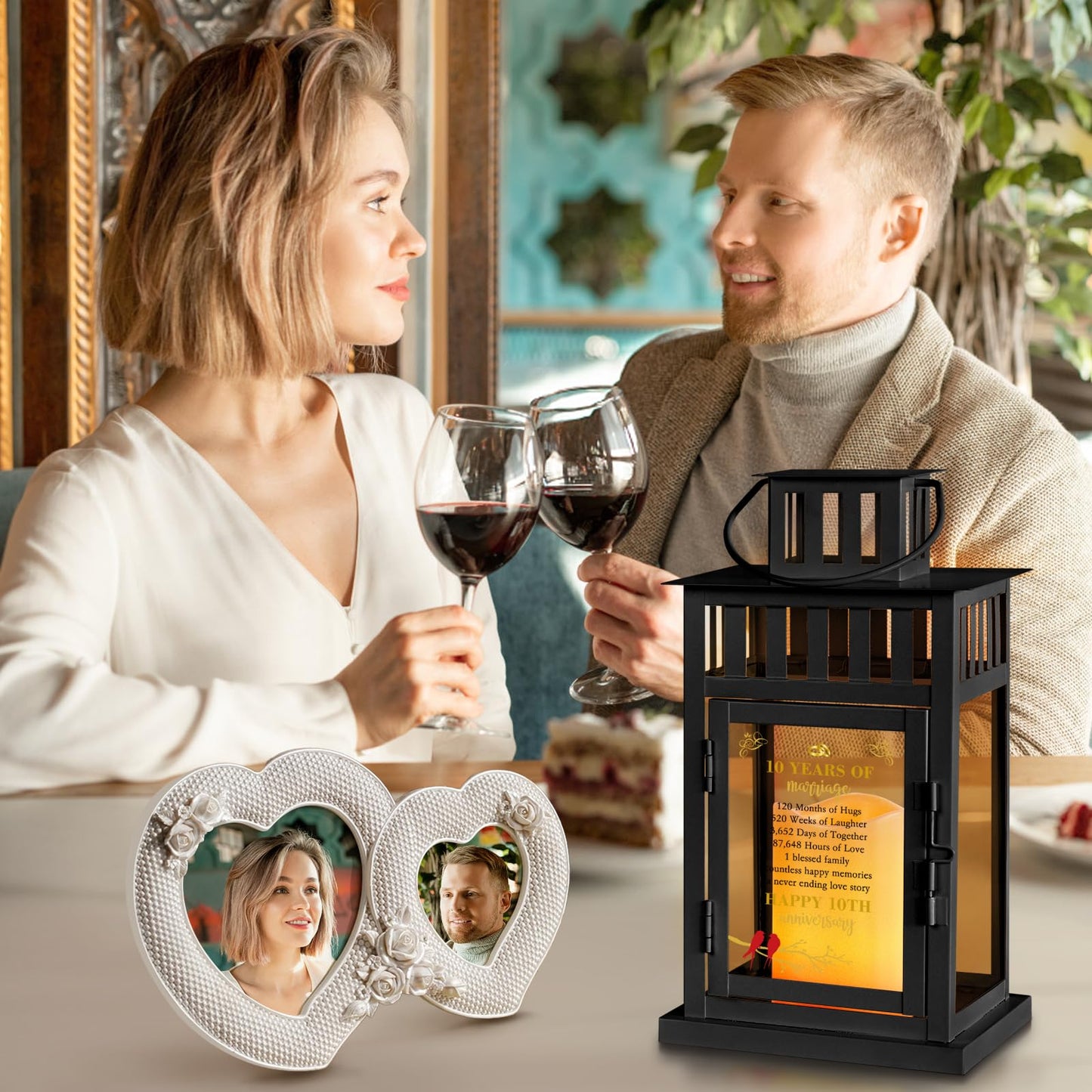 HN HAIINAA 10th Wedding Anniversary Lantern 10 Year Anniversary Wedding Gifts for Wife Couple Parents Husband Grandparents