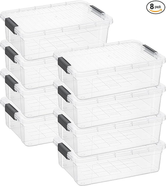 Superio Clear Storage Bins with Lids, 10 Quart BPA Free Plastic Containers, Transparent Boxes for Organizing, Stackable Crates, Organizer Totes for Home, Office, School, and Dorm