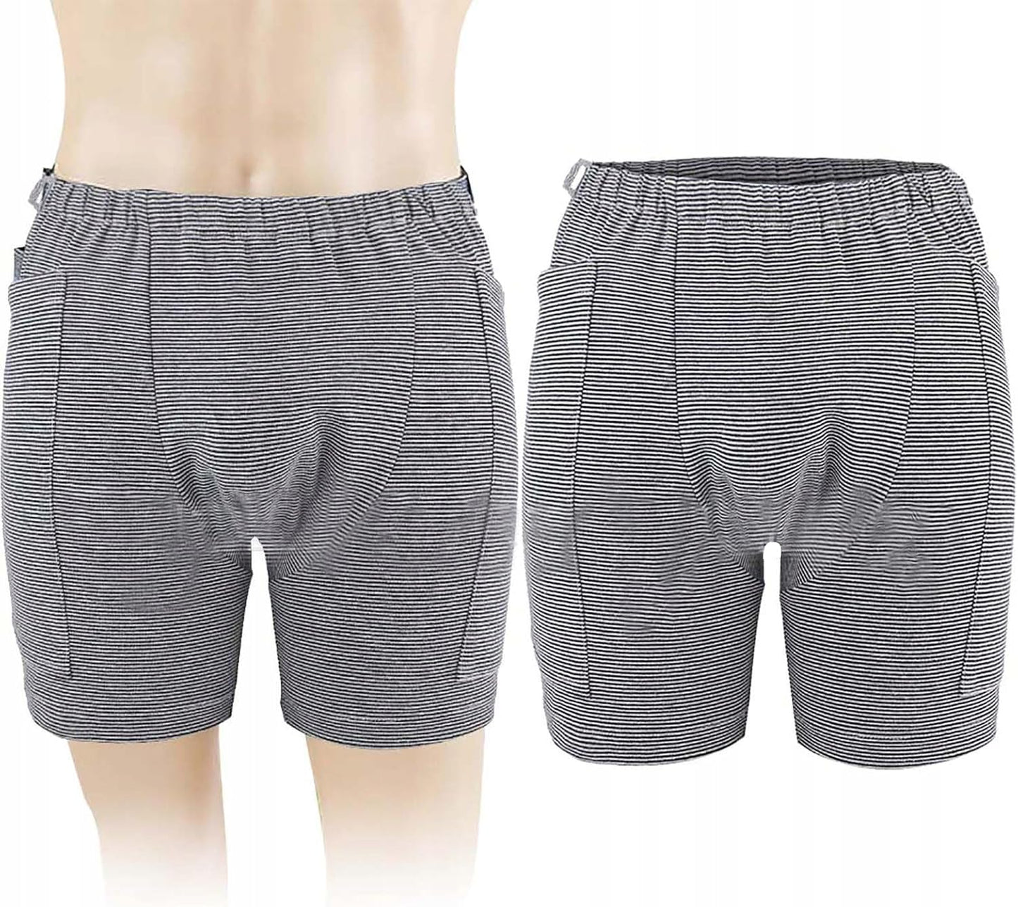 Urine Bag Pants Incontinence Care Trousers Catheter Underwear for Elderly Urinate Drainage Bag Shorts with Double Pockets Incontinence Underpants for Men Women