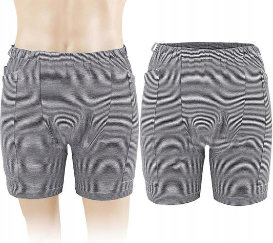 Urine Bag Pants Incontinence Care Trousers Catheter Underwear for Elderly Urinate Drainage Bag Shorts with Double Pockets Incontinence Underpants for Men Women