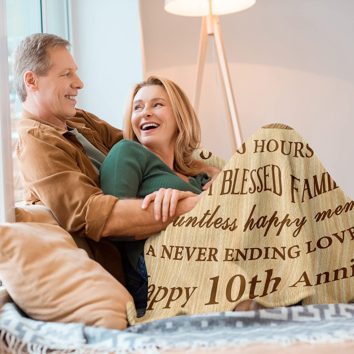Neuturs 10 Year Anniversary Wedding Gifts for Him Her Wife Couple, 10th Anniversary Tin Gifts for Him, Blanket Gifts for 10th Anniversary,10 Years Anniversary Decorations Blanket 60"X 50"