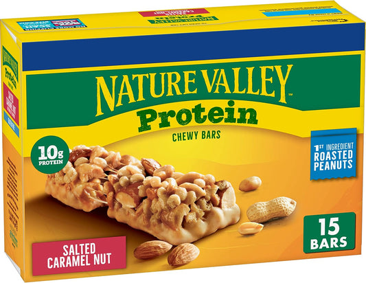 Nature Valley Protein Chewy Snack Bars, Salted Caramel Nut, 15 Bars, 21.3 oz