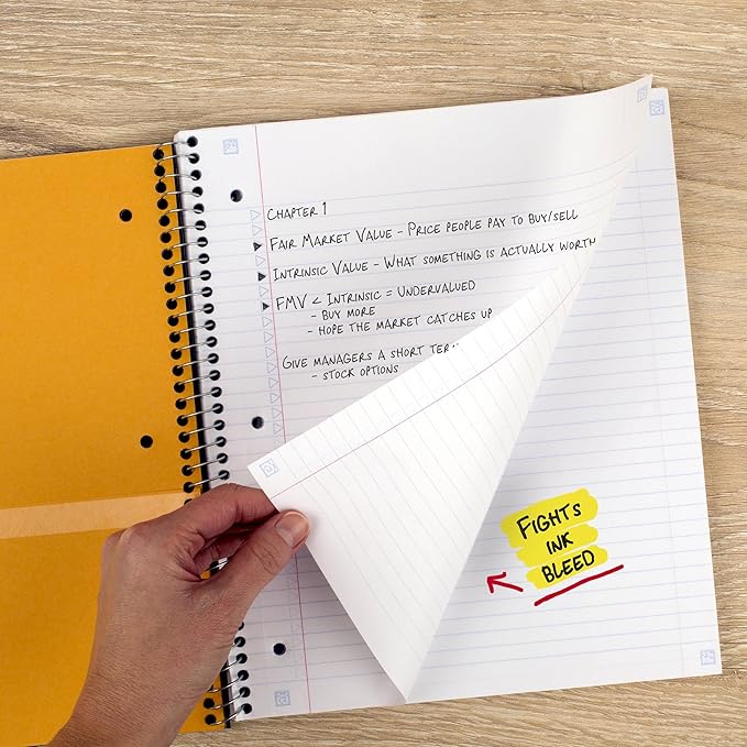Five Star Spiral Notebook + Study App, 5 Subject, College Ruled Paper, 8.5" x 11", 200 Sheets, Green (Color May Vary) (72079)