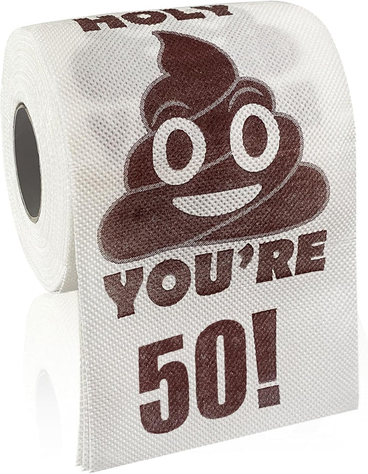 50th Birthday Decorations for Men Women, 50 Year Old Gifts Ideas for Him Her, Funny Prank Toilet Paper Roll, You're 50 Printed Bathroom Toilet Themed Table Decor, Cheers to 50 Bday Party Supplies