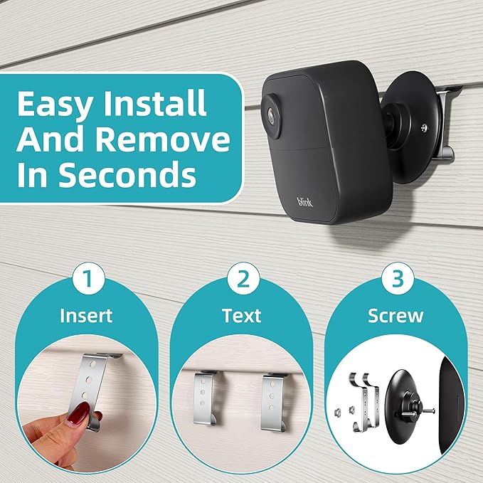Amuille 10 Pack Vinyl Siding Clips, Vinyl Siding Screws Hooks for Hanging Outdoor Decors, No-Hole Siding Hanger Camera Mount Hook for Blink, Ring, Arlo, Doorbell, Plaques