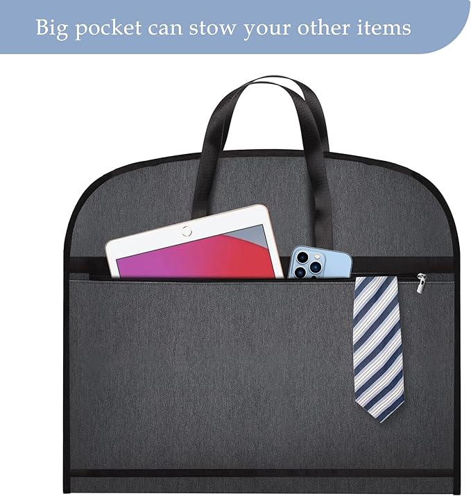Limoomil Heavy Duty Waterproof Garment Bag for Travel, Tear Resistance Suit Bag for Men Travel for Suits, Tuxedos, Coats, Uniform. 42 inch, Darkgrey, 2 Pack.…