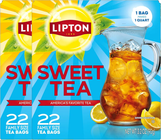 Lipton Southern Sweet Iced Tea Bags 22 Count Family Size (Pack of 2)