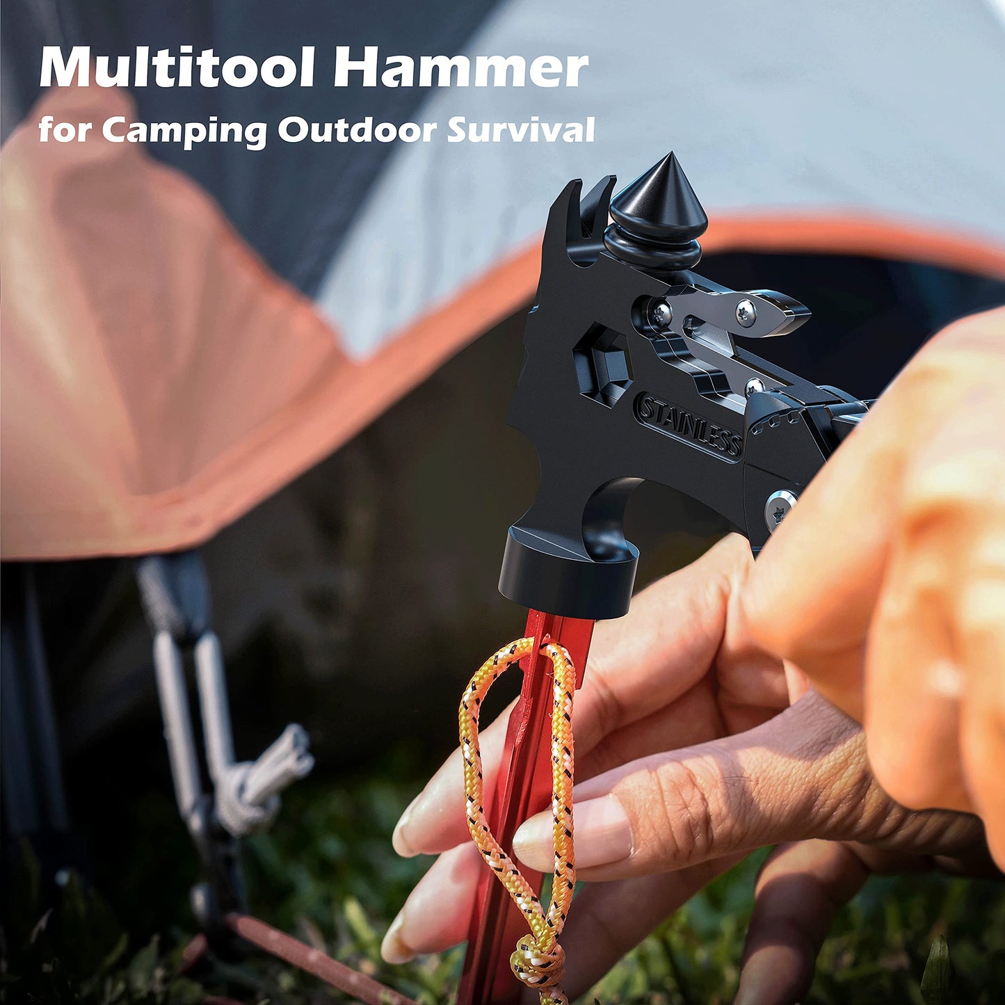 RUSH DEER 16-in-1 Multitool, Gifts for Dad, Hammer Multi tool, Utility Knife Multitools for Men, Survival Gear and Supplies, Christmas Gift for Boy Husbands
