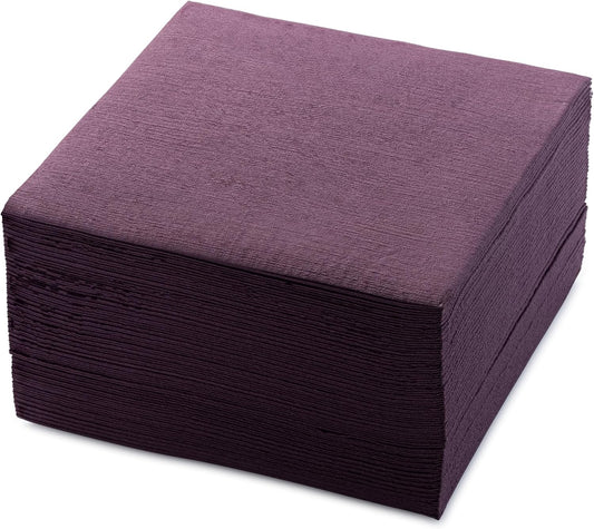 Plum Colored Linen-Like Dinner Paper Napkins, Airlaid Texured Napkin For Special Occasions, 45 Pack