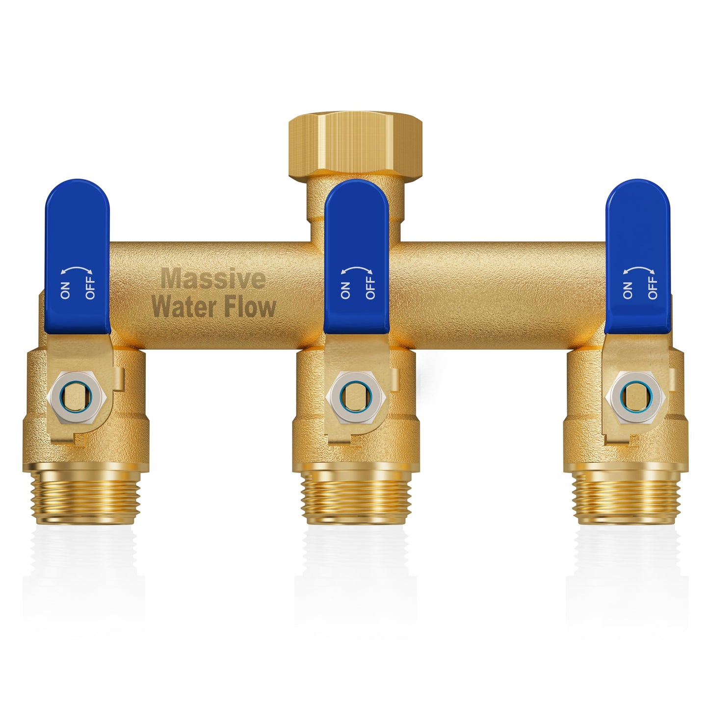 LNEZCDB 3 Way Hose Splitter, Heavy Duty Full Flow Garden Water Hose Bib Spigot Splitter, Brass Rust and Freeze Resistant Outdoor Faucet Splitter, T Adapter Connector with 3/4 - Inch GHT Thread ï¼Blueï¼