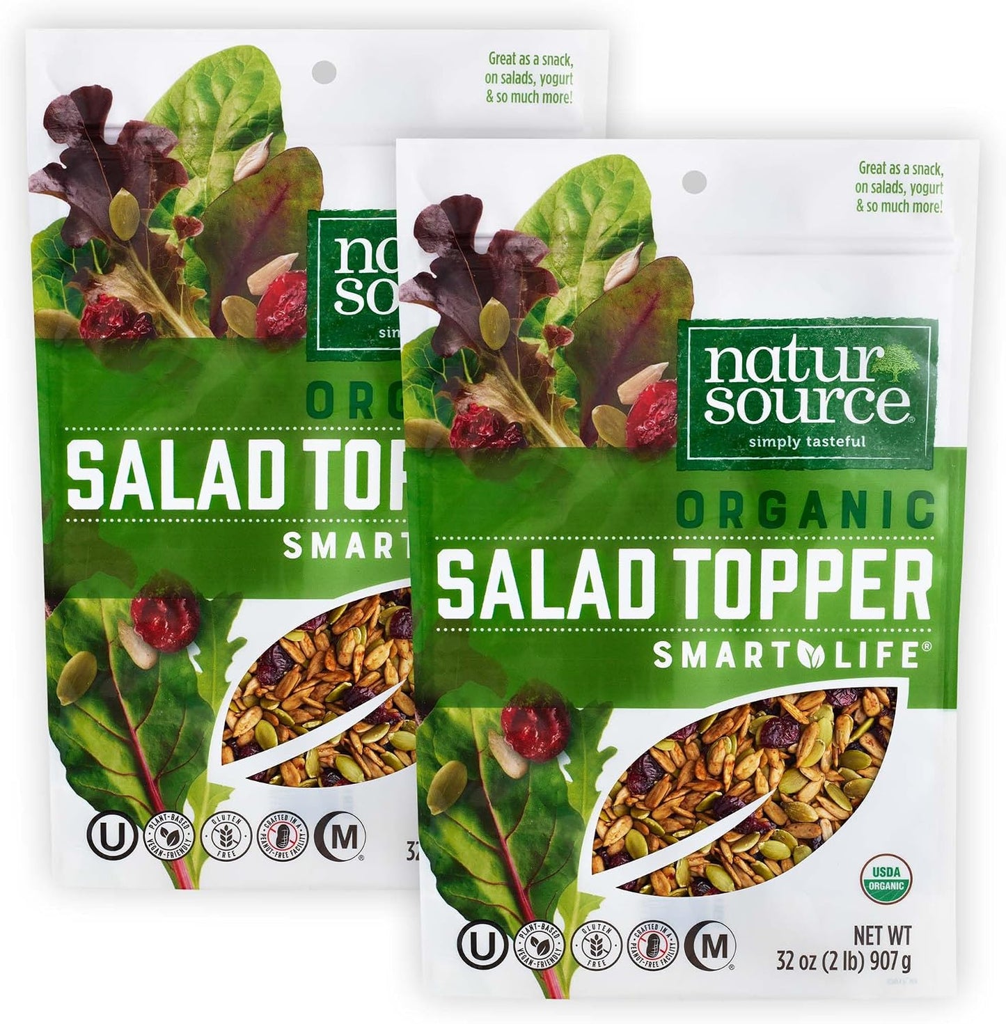 naturSource Organic Salad Topper - Salad Toppings, Salad Mix, Salad Toppers Seeds and Cranberries, Crunchy, Mixed Seeds for Salad, Oatmeal or Yogurt, Gluten Free, Organic - 32 Oz (2 Lb) (Pack of 2)