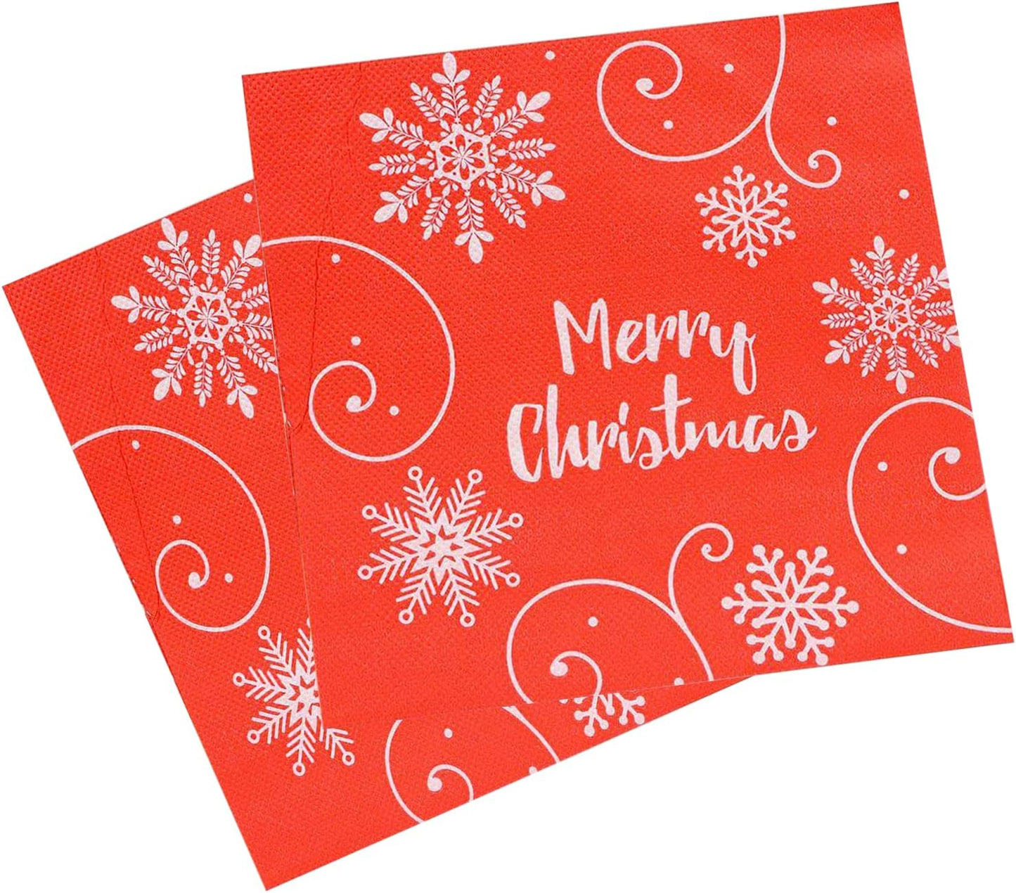 Trimming Shop Christmas Disposable Napkins with Snowflakes Design 2 Ply Paper 33cm x 33cm Cocktail Napkins for New Year Winter Dinner Party Supplies Decoration -100pcs