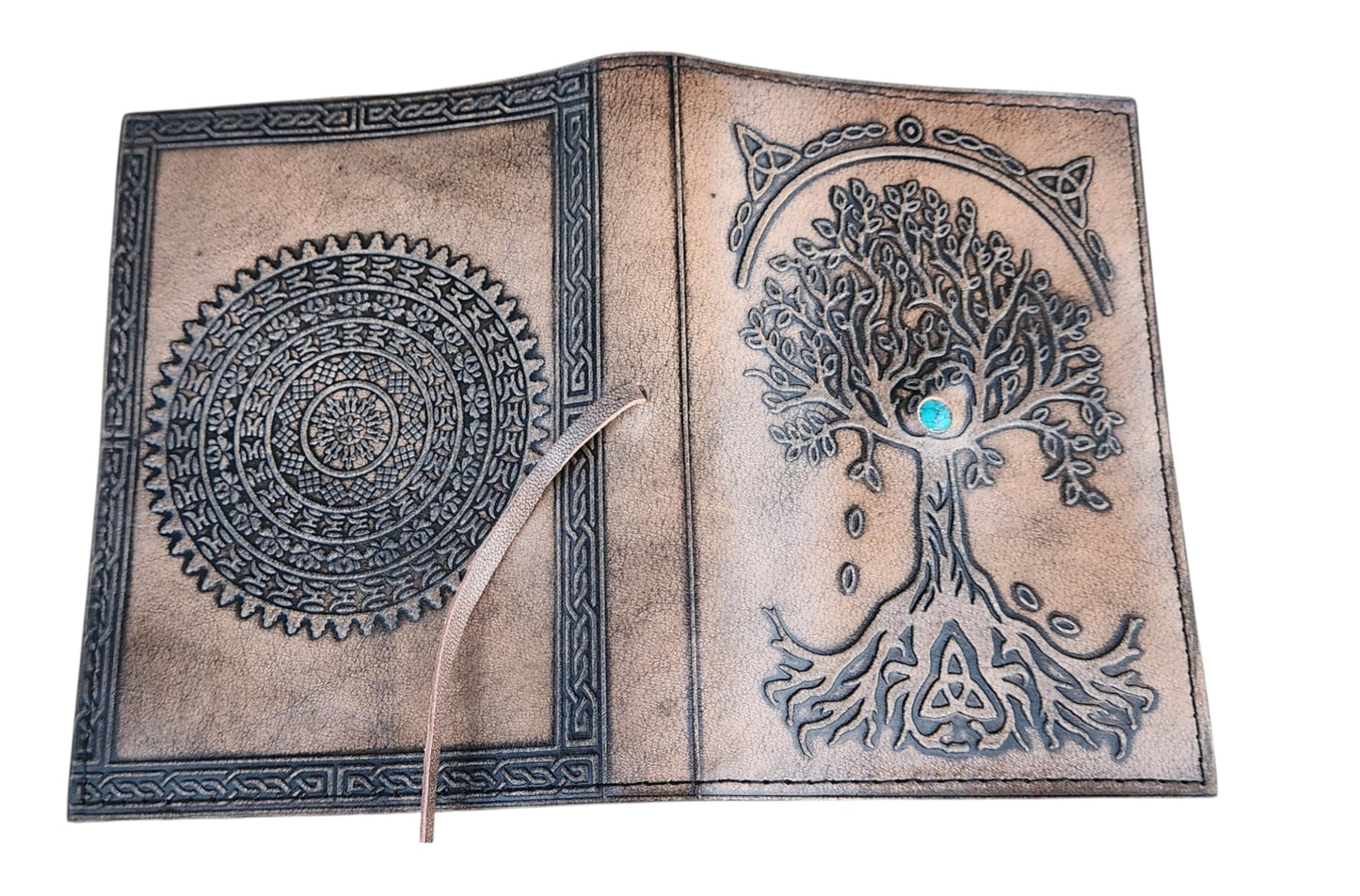 Handmade Leather Journal Tree of Life - Vintage Brown Diary with Lined Pages, Embossed Celtic Notebook, Refillable Sketchbook, Gift for Writers, Artists, Witches, Travelers