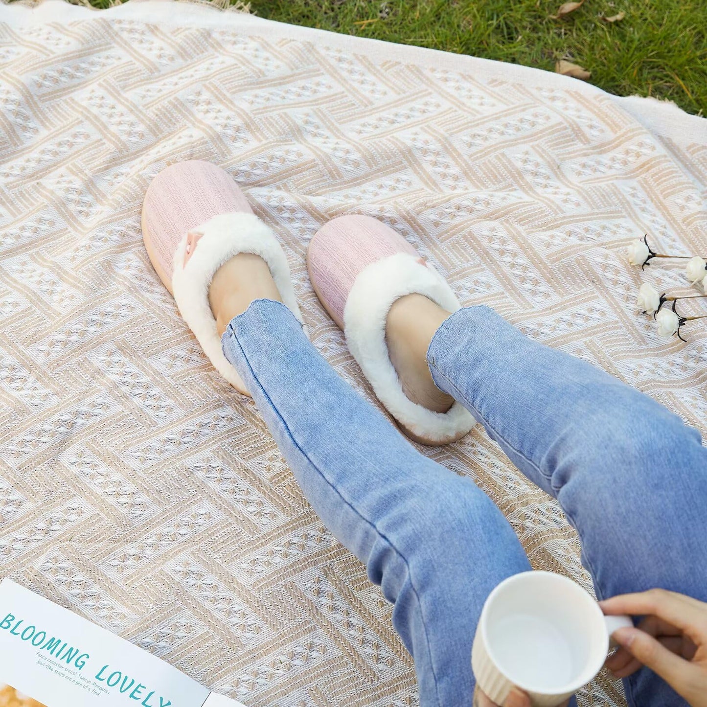 NineCiFun Women's Slip on Fuzzy Slippers Memory Foam House Slippers Outdoor Indoor Warm Plush Bedroom Shoes Scuff with Faux Fur Lining size 7 8 pink