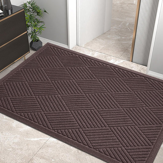 HIYARD Sturdy Front Door Mat, Absorbent Muddy Dirt Resist Welcome Door Mats Outdoor Indoor, Stain and Fade Resistant, Non-Slip Rubber Backing Low Profile Doormat for Entryway, 60Ã36, Coffee