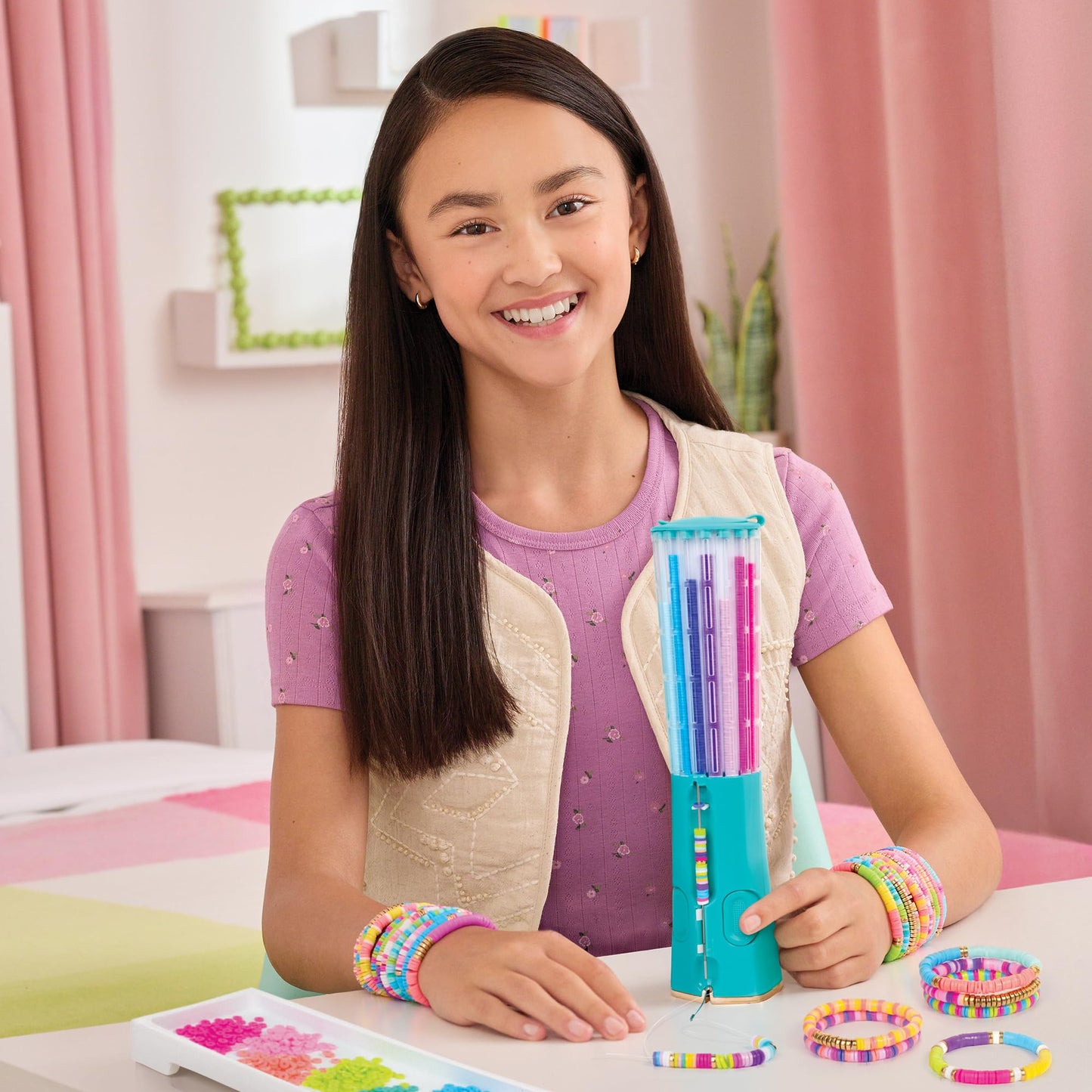 Make It Real: Swift Clicks - Heishi Bracelet Maker - 2047pc, DIY Jewelry Craft Kit, Design & Make 23 Bead Bracelets, Rotate-Click-Wear, Girls Kids 8+