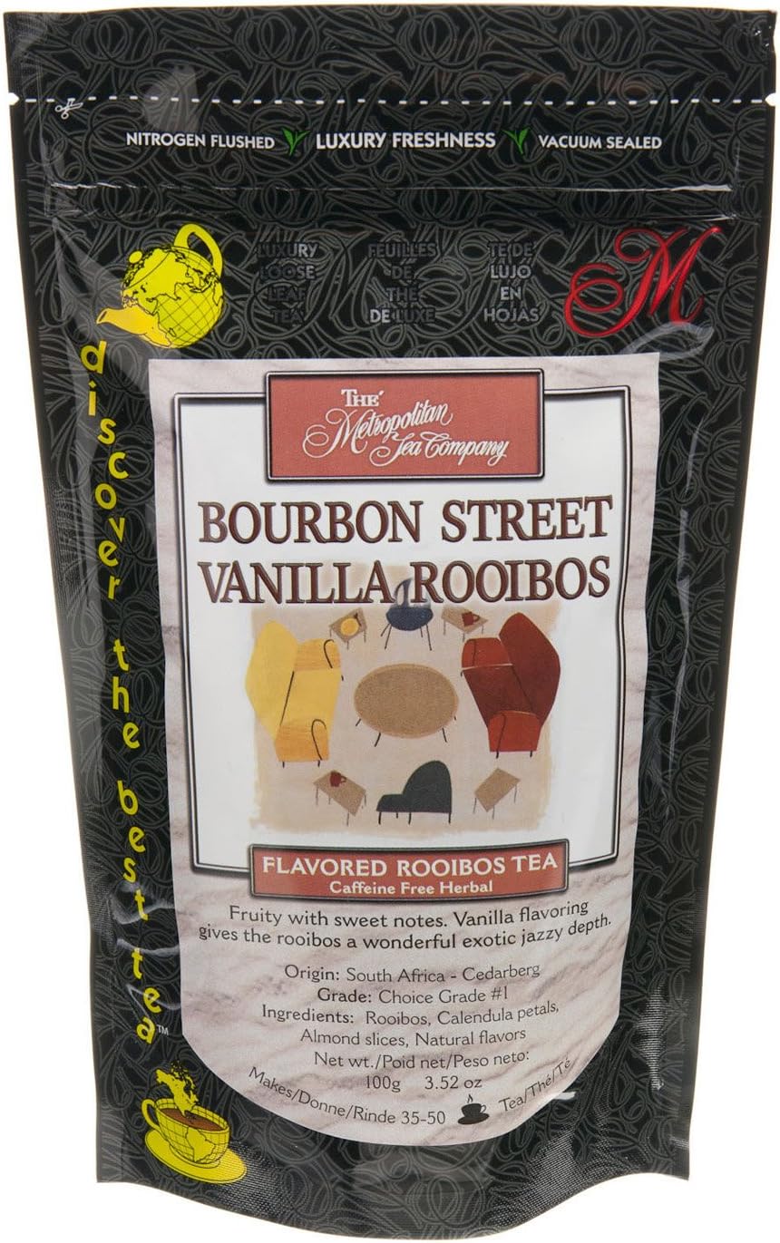 Metropolitan Tea Discovery Loose Tea Pack Bourbon Street Vanilla Flavored Rooibos 100gm Makes 30 - 45 Cups