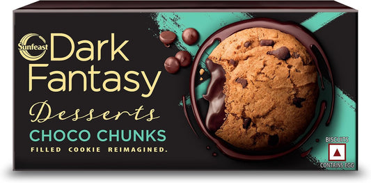 Sunfeast Dark Fantasy Desserts Choco Chunks,UNIQUE 75g | Filled Cookie Reimagined, BROWN