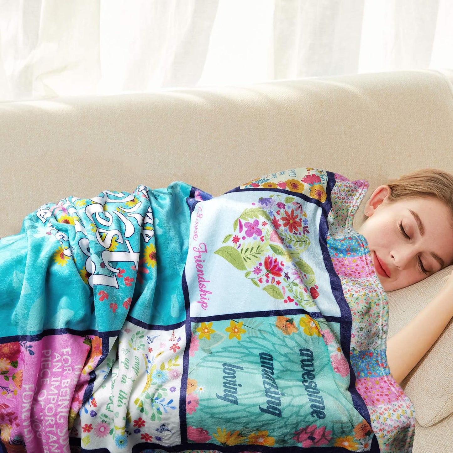 Best Friend Blanket - Birthday & Mother's Day Gift for Bestie, Friendship Throw Blanket 60"X50"
