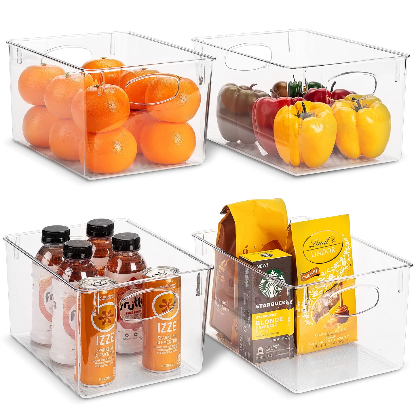 Sorbus Large Clear Plastic Storage Bins for Shelves, Clothes, with Handle - Clear Storage Bins, Drawer, Shelf, Closet, Pantry, Fridge, Freezer Organizer Bins, Closet Organizers and Storage (4 pack)