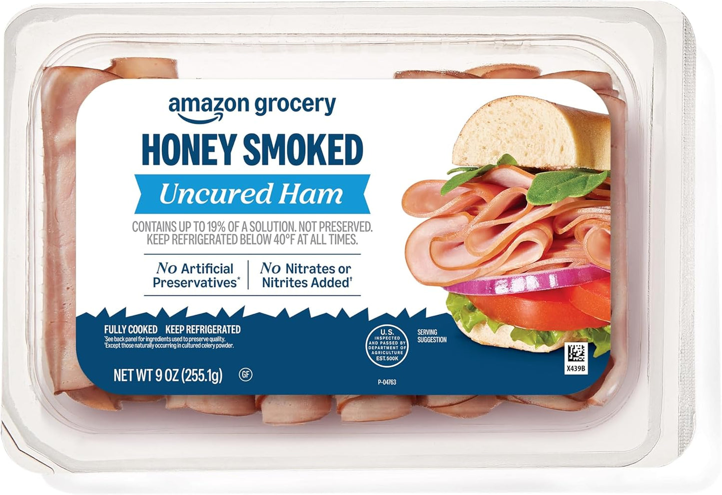 Amazon Grocery, Sliced Honey Smoked Uncured Ham, 9 Oz