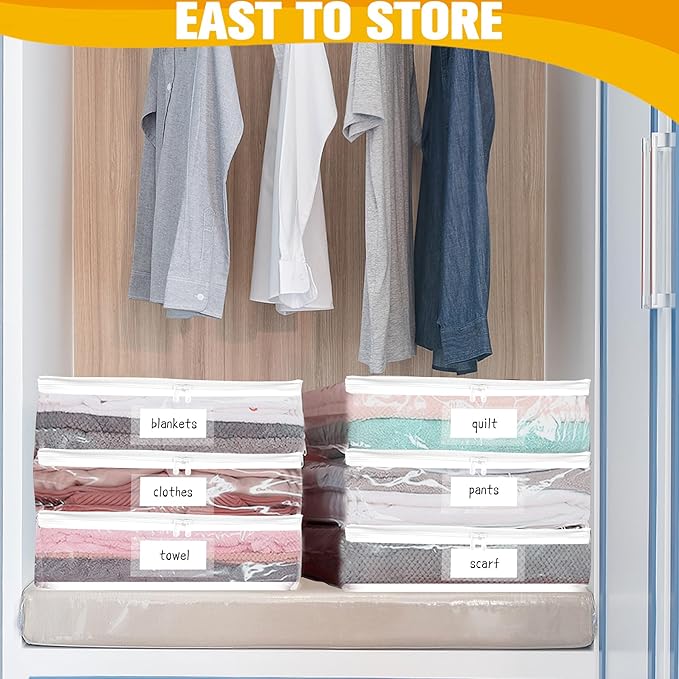 Plastic Storage Bags with Easy-Glide Zipper, Pack of 8, Durable Clear Vinyl Zippered Storage Bags for Clothes Sweaters Comforters Blankets Sheets Bedding (18 x 15 x 9 Inch)