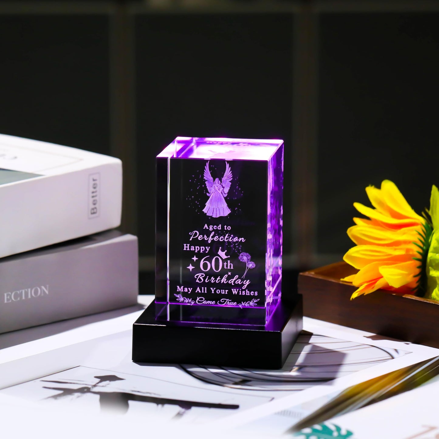 Qianwei 60th Birthday Gifts for Women Men - 3D Guardian Angel Gifts Personalized 1964 60 Year Old Birthday Present for Her Him - Happy 60th Birthday Gifts Ideas for Mom Dad Unique