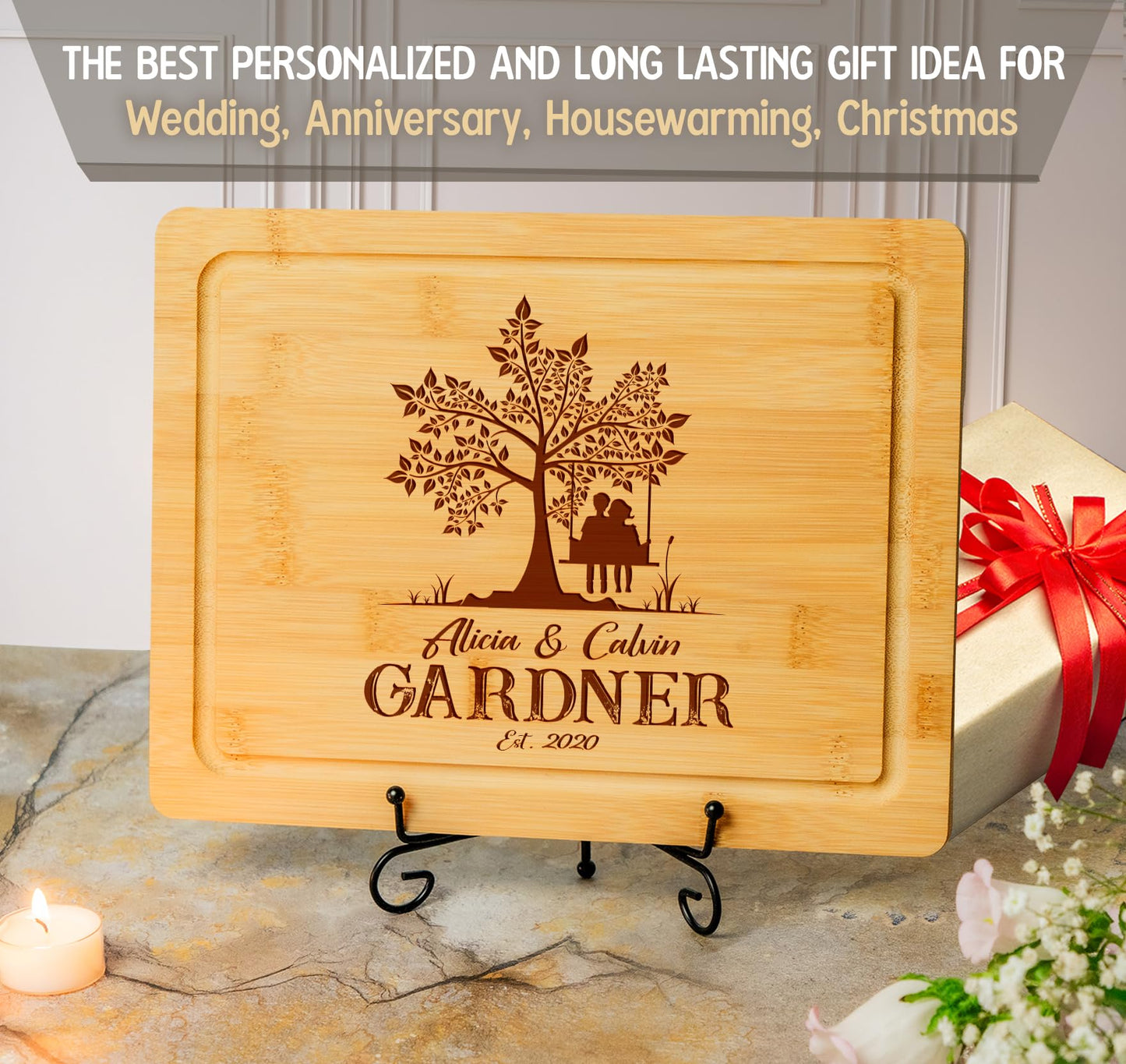 Personalized Engraved Cutting Board - Custom Gift for Couples, Newlyweds, Weddings, Anniversaries, Housewarming, Christmas, or Special Occasions - Unique Keepsake for Loved Ones