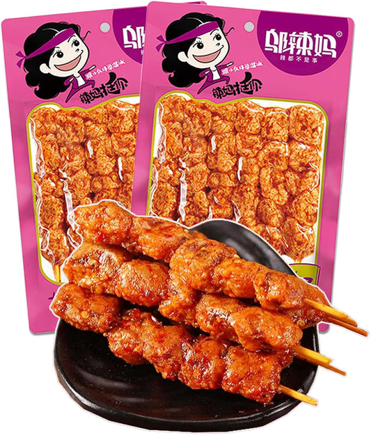KachiKachi Latiao Spicy Strips - Seasoned Vegetarian Meat, Made of Tofu Skin, Chili and Spices, Gluten Snacks, 辣条串