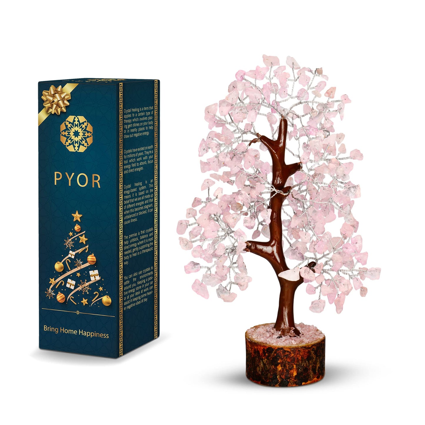 PYOR Rose Quartz Tree, Pink Office Decor, Money Tree, Rose Quartz Crystals, Pink Office Accessories, Gemstones, Feng Shui Decor, Spiritual Gifts for Women, Healing Crystals and Gems