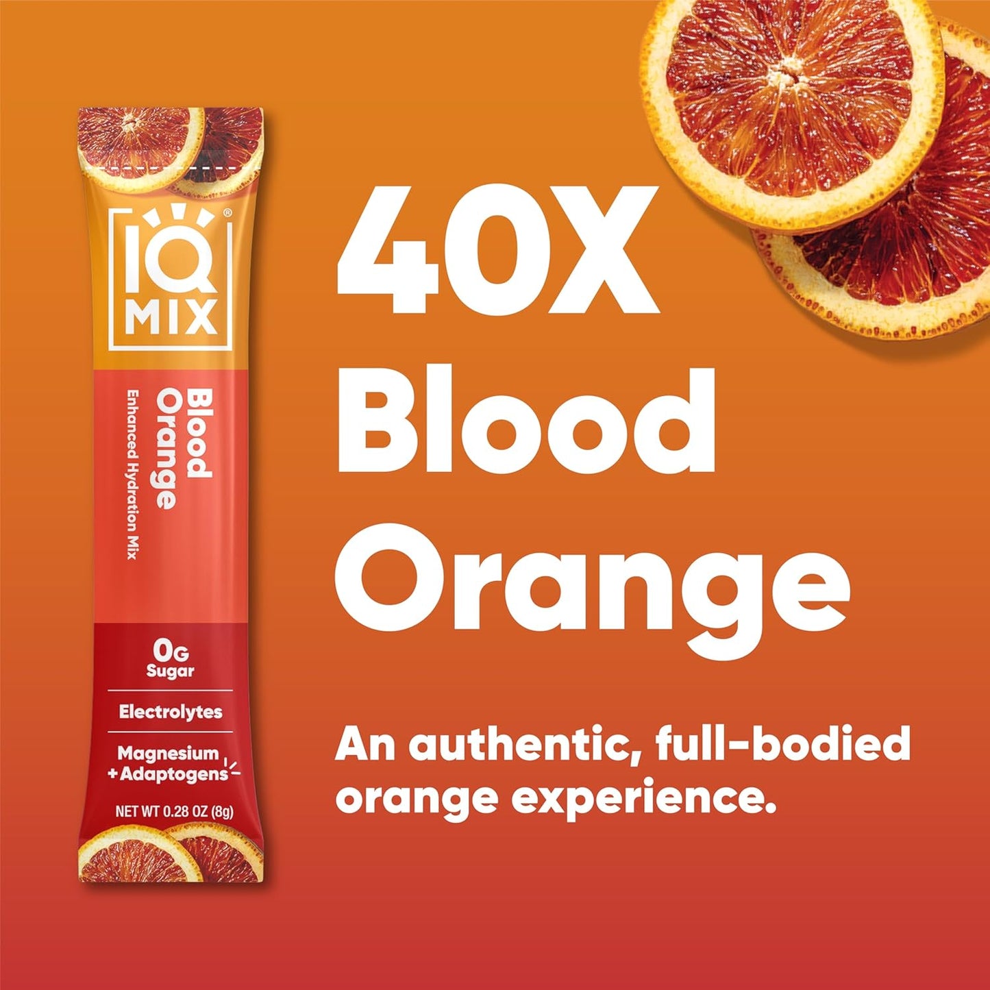 IQMIX Hydration Electrolyte Powder – 4-in-1 Formula for Hydration, Mental Clarity, Mood and Recovery – Sugar-Free Drink Mix, Keto, Magnesium L-Threonate, Lion’s Mane – 40 Count Blood Orange