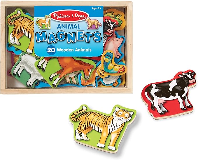 Melissa & Doug Wooden Animal Magnets Set (20 Pieces) â Farm, Zoo & Pet Fridge Magnets in Storage Box â Montessori Preschool Learning Toys for Toddlers & Kids Ages 2+ - FSC-Certified