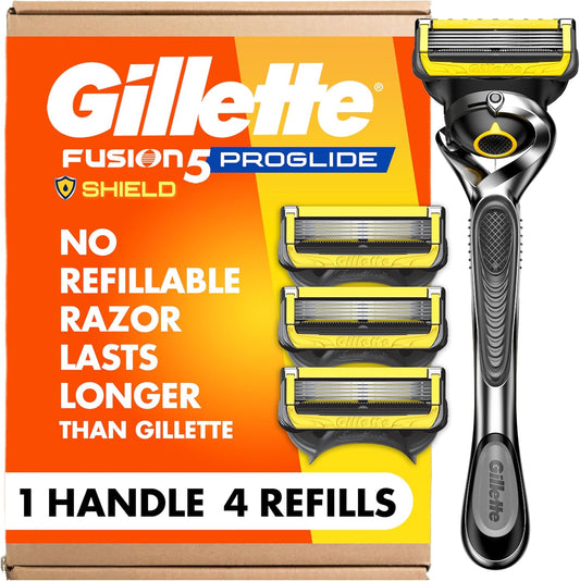Gillette ProGlide Shield Men's Razor, 5-Blade Razor with Precision Trimmer, 1 Handle and 4 Refills