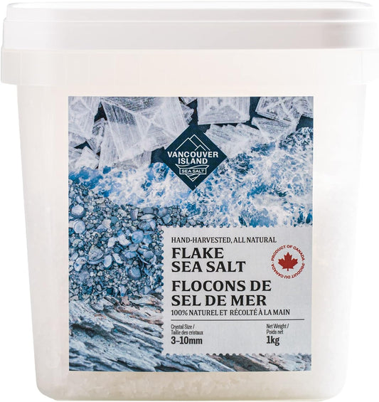 Bulk Flaky Sea Salt - 35oz Large Gourmet Salt Flakes - Professional Chef Quality - Handcrafted on Vancouver Island - All Natural Flaked Salt