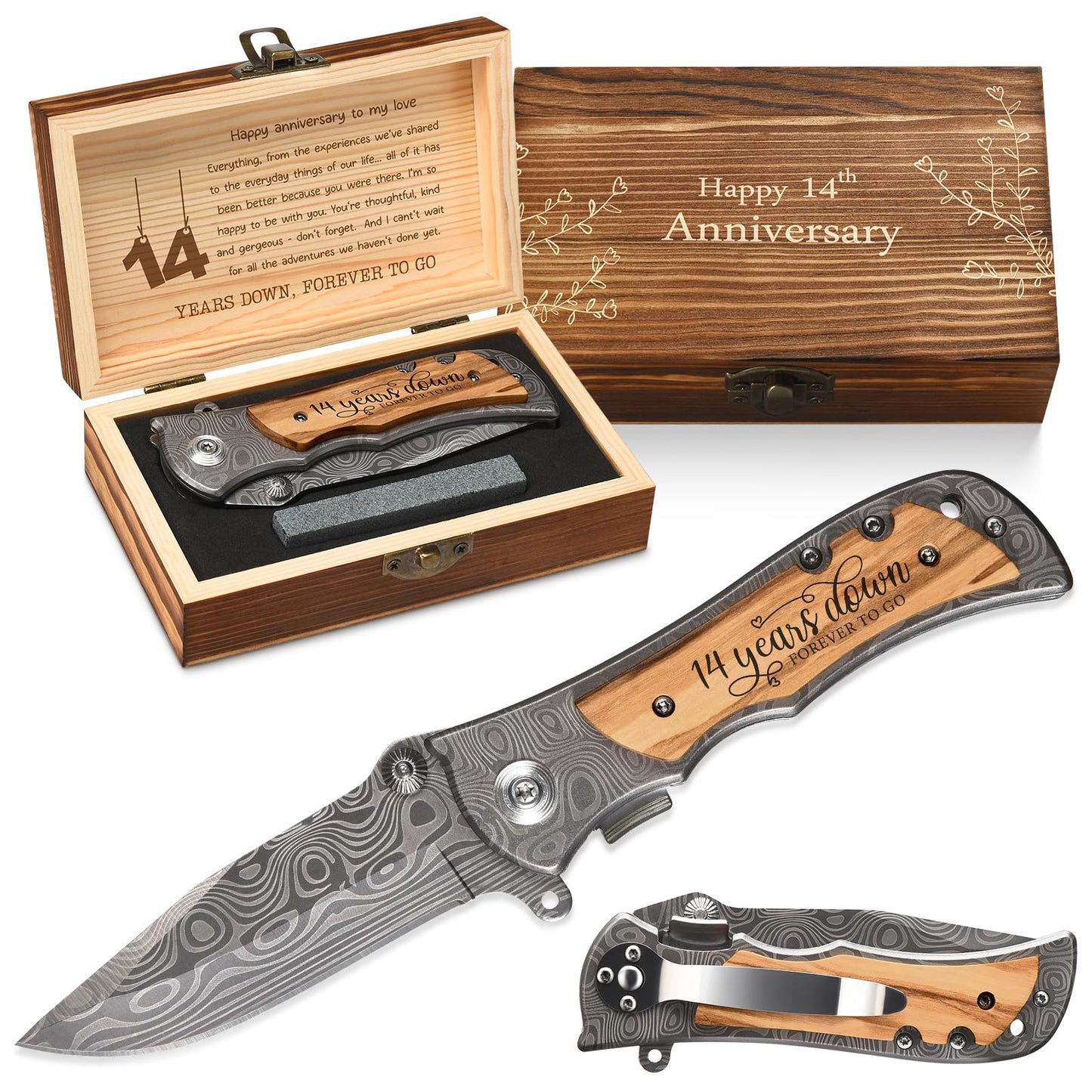 GiveGreatGift 14th Gifts Wedding Anniversary for Him, 14 years Marriage Keepsake for Men, Ivory Anniversary Present for Husband