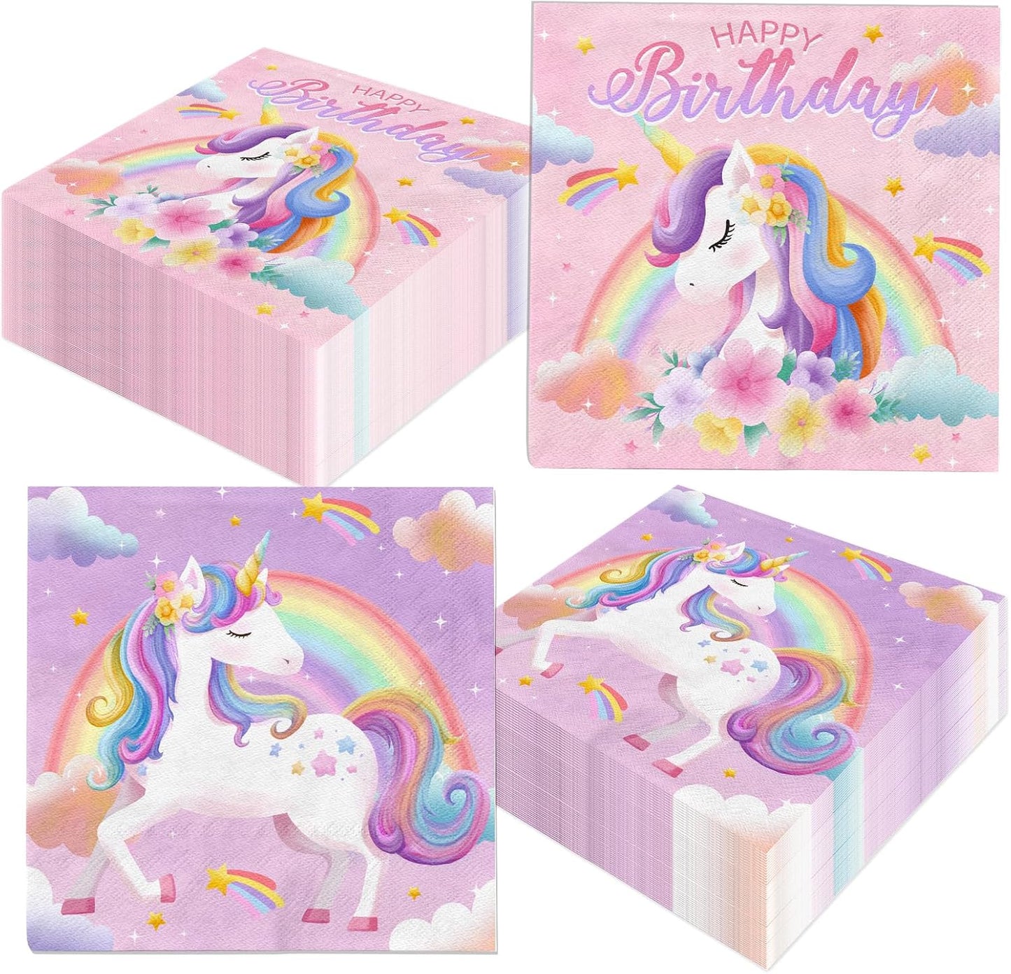 Unicorn napkins,48pcs Unicorn Birthday Party Decorations Rainbow unicorn paper Napkins for Girl Birthday Decorations