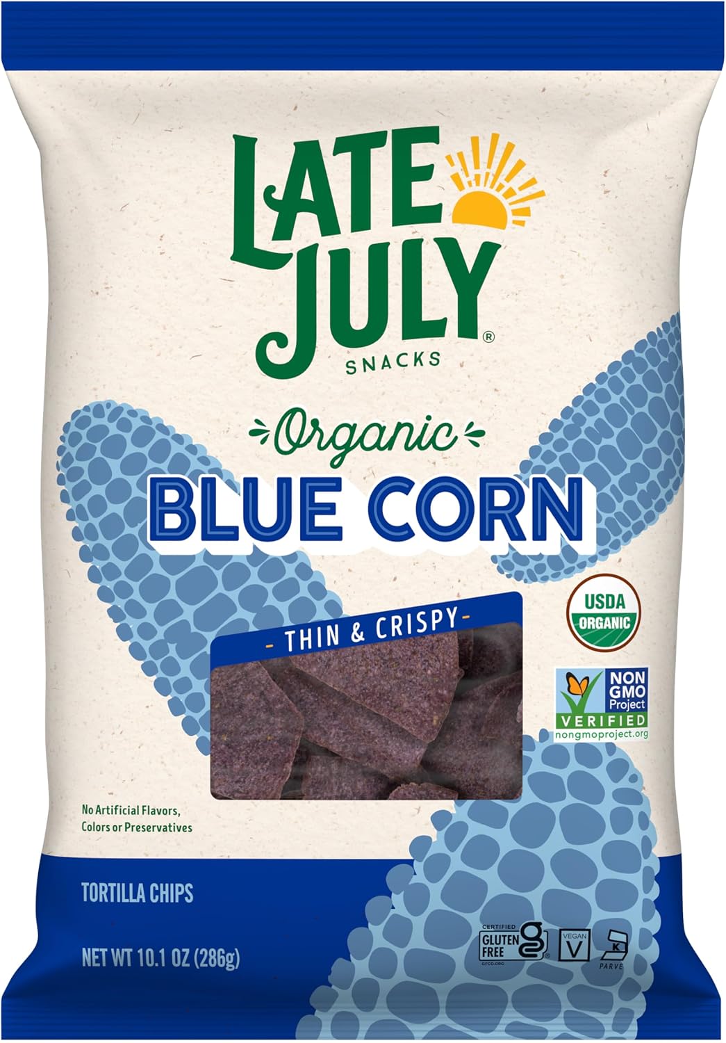 Late July Blue Corn Organic Tortilla Chips, 10.1 Oz Bag