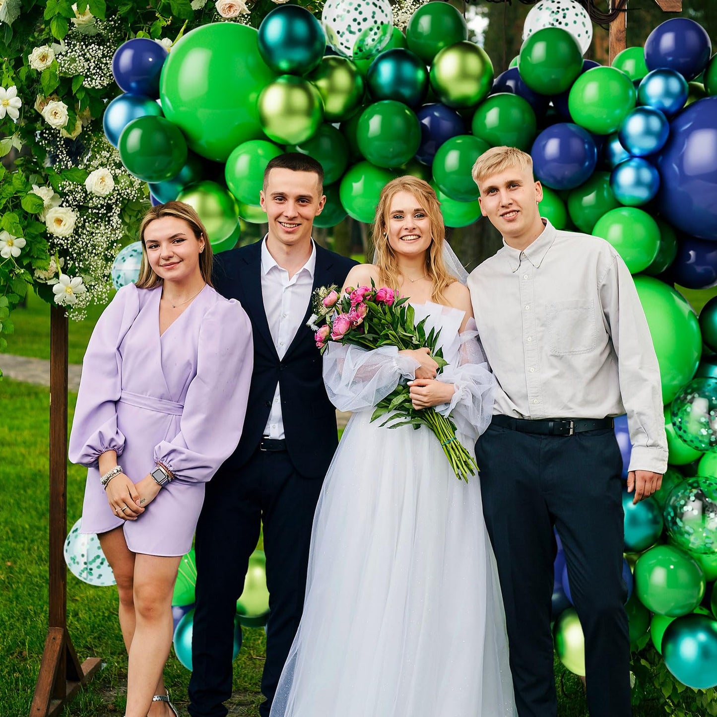 Green Dark Blue Balloon Garland Arch Kit, Dark Blue and Green Latex Balloons, Confetti Balloons for Wedding Birthday Festival Graduation Party Decorations