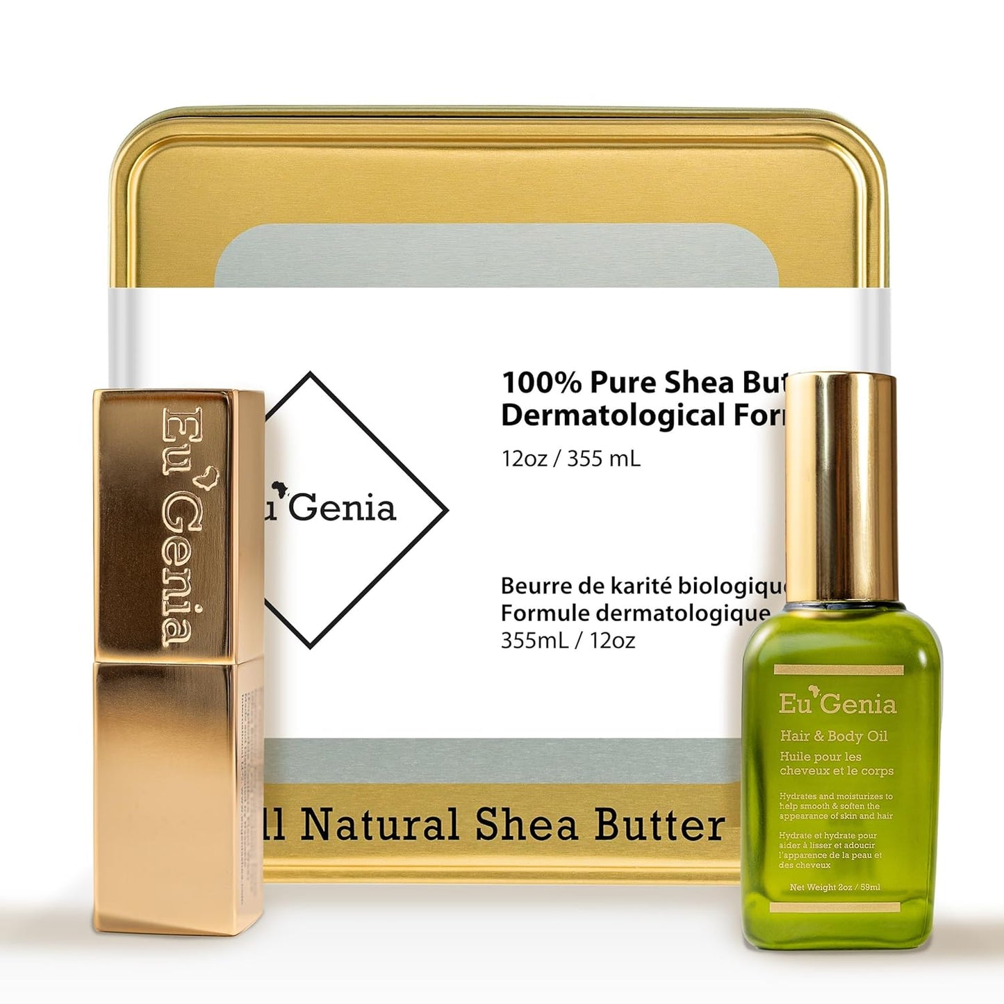 Face, Lip & Body Shea & Moringa 3-PC Gift Set â Hydrating Lip Balm, Nourishing Body Oil, 12oz Dermatological Shea Butter â Natural Skincare